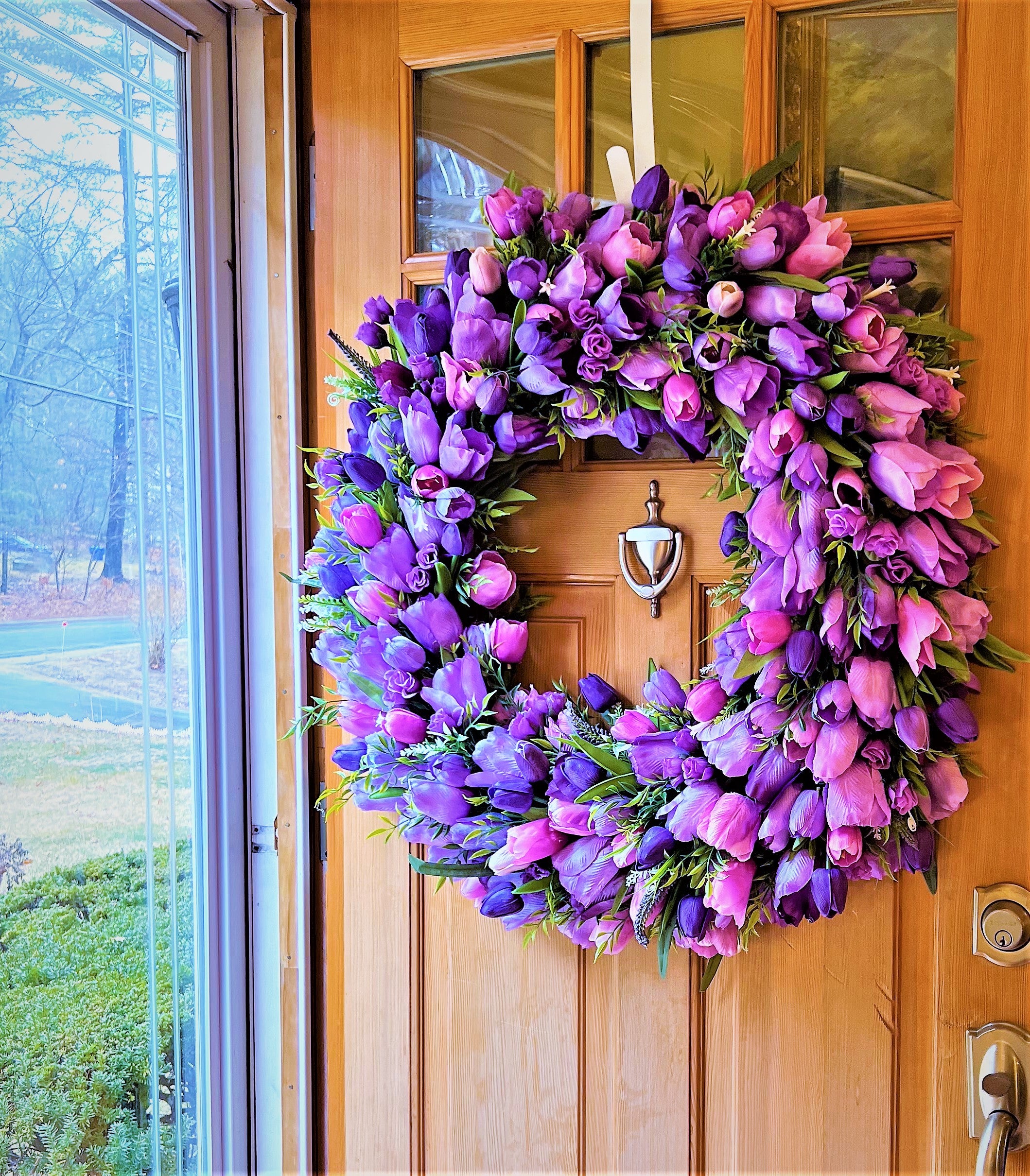 Tulip Wreath- Spring-Summer- front door Wreath 32 Inches Diameter