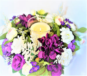 Springtime Centerpiece With Glass 13" Round X 7" H