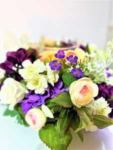 Springtime Centerpiece With Glass 13" Round X 7" H