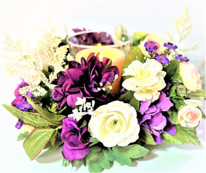 Springtime Centerpiece With Glass 13" Round X 7" H