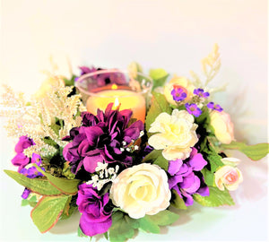 Springtime Centerpiece With Glass 13" Round X 7" H