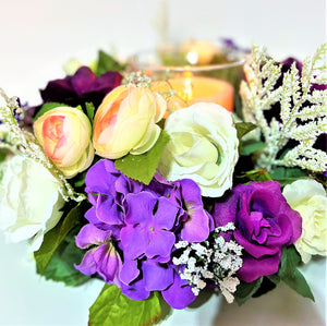 Springtime Centerpiece With Glass 13" Round X 7" H