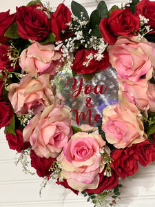 You & Me Valentine Wreath, 18" X 5" Depth