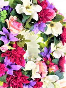 Magnolia-Dahlia- Roses Wreath- Home Décor  28"