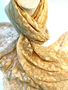 Scarf, Lace Wrap Peach color Scarf, 70" L x 30 " W