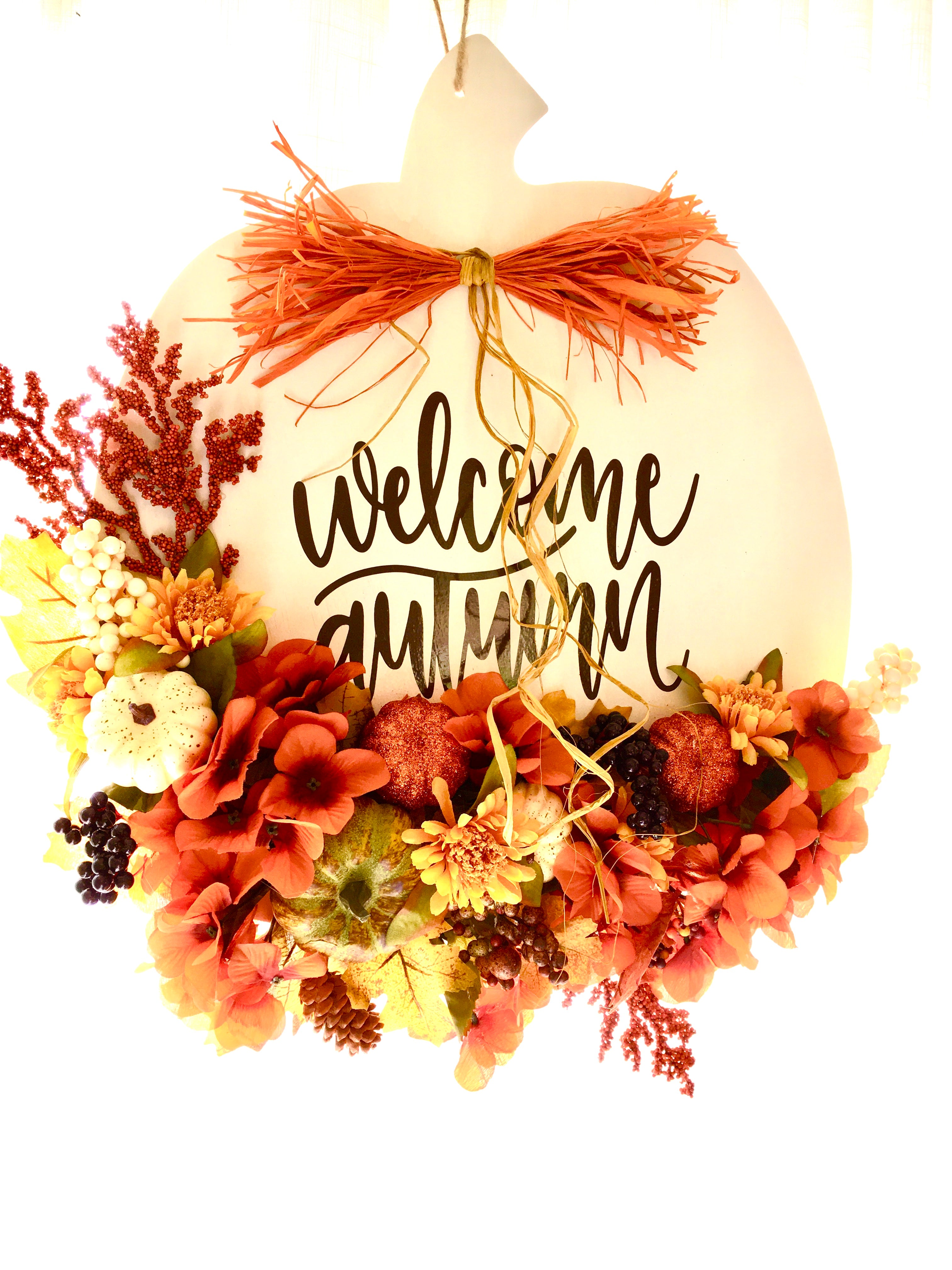 Welcome Autumn Pumpkin Wreath 20" L x 20" W