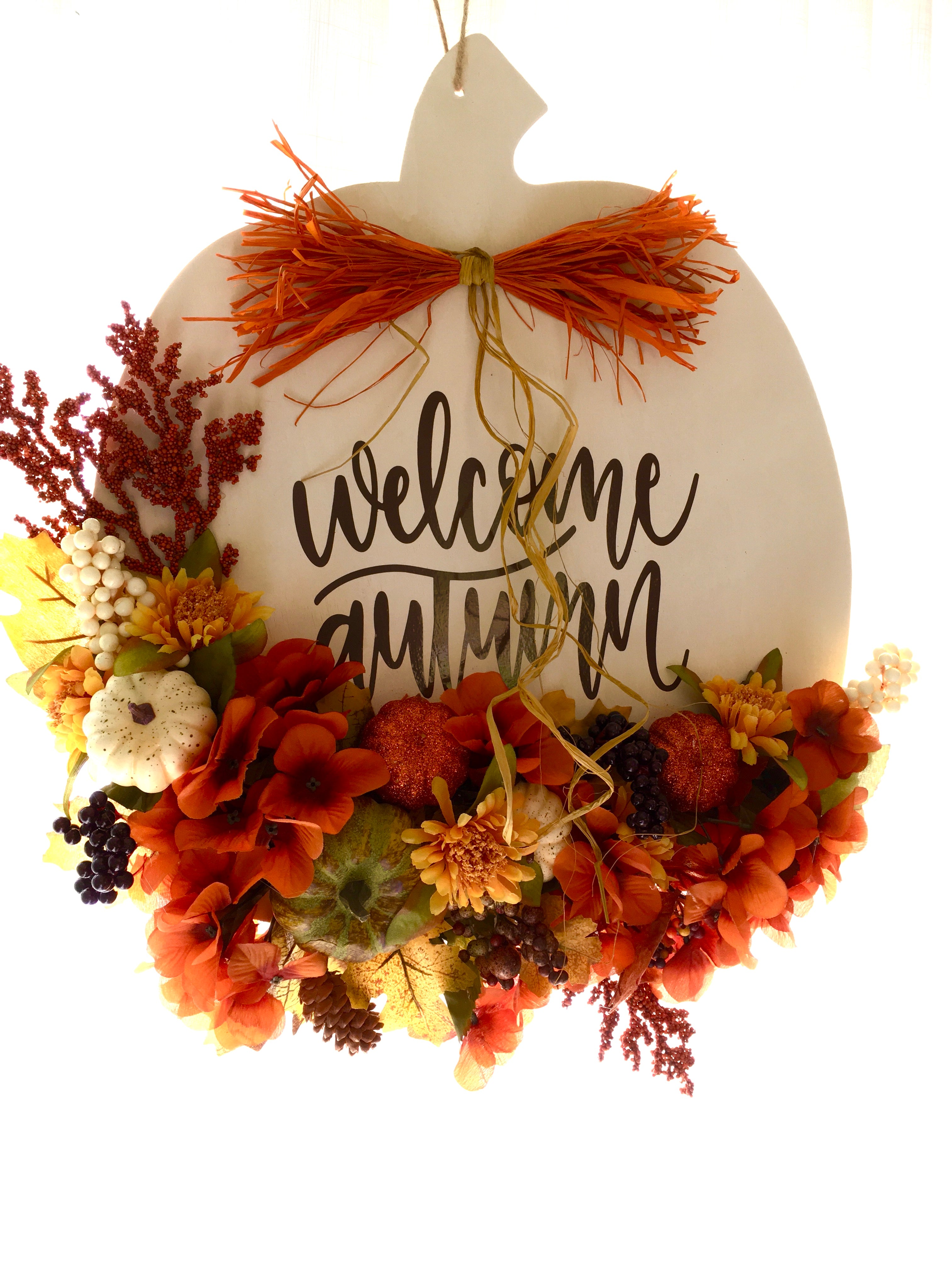Welcome Autumn Pumpkin Wreath 20" L x 20" W