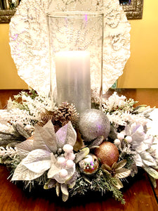 Classic Holiday Centerpiece With Glass15"x 9"