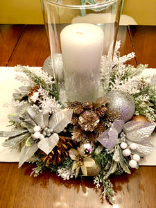 Classic Holiday Centerpiece With Glass15"x 9"
