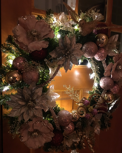 Winter Glam Wreath With Lights 26 "