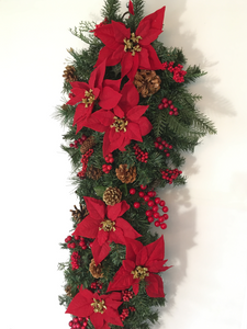Red & Gold Berries Swag 30"x 15"