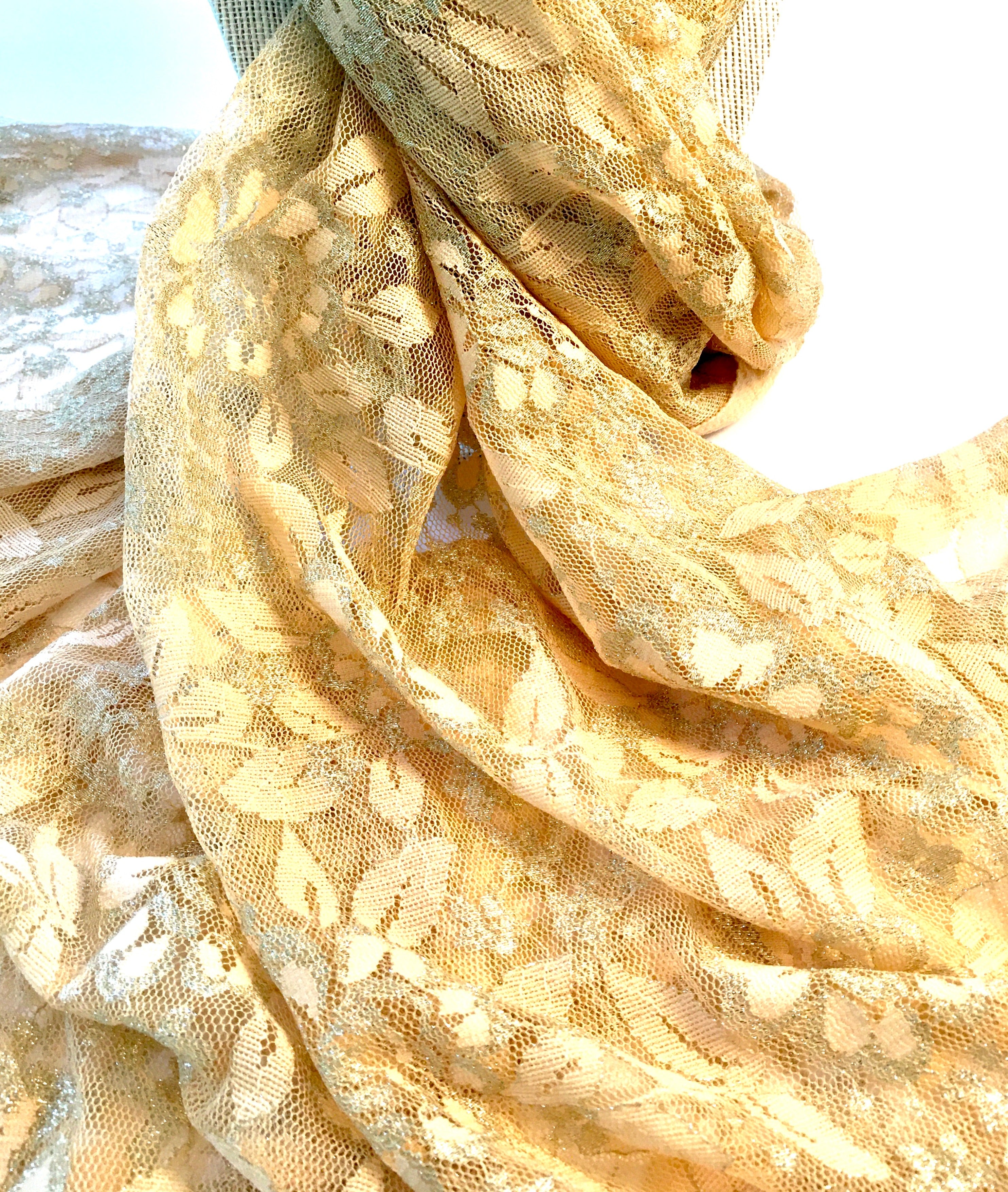 Scarf, Lace Wrap Peach color Scarf, 70" L x 30 " W