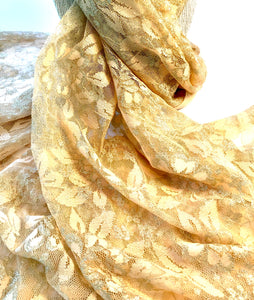 Scarf, Lace Wrap Peach color Scarf, 70" L x 30 " W