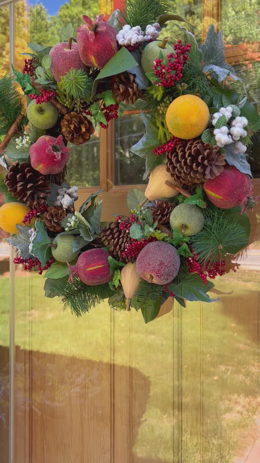 Christmas Apple-Pomegranate--Peach-Lemon-Pinecone-Berry Wreath-24"