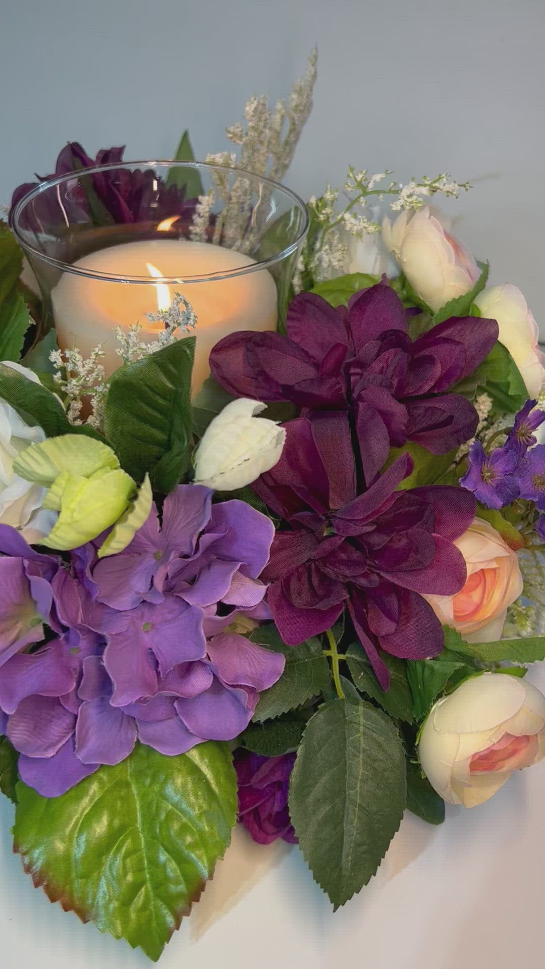 Springtime Centerpiece With Glass 13" Round X 7" H