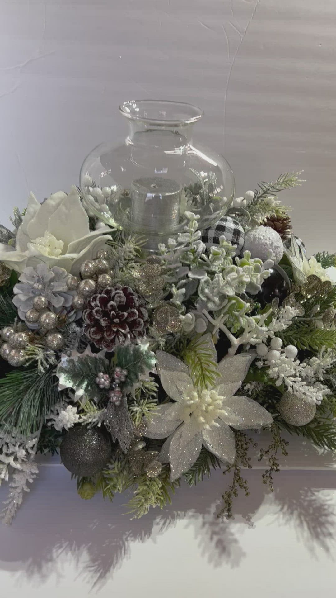 White Christmas Centerpiece 25" L x 20"W X 10H