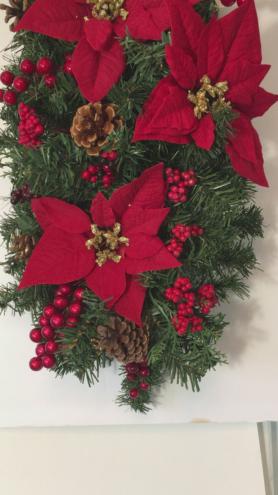Red & Gold Berries Swag 30"x 15"
