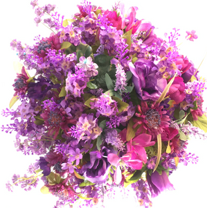 Lilac and Tulips Metal Basket Wall Decor 15 x 24"
