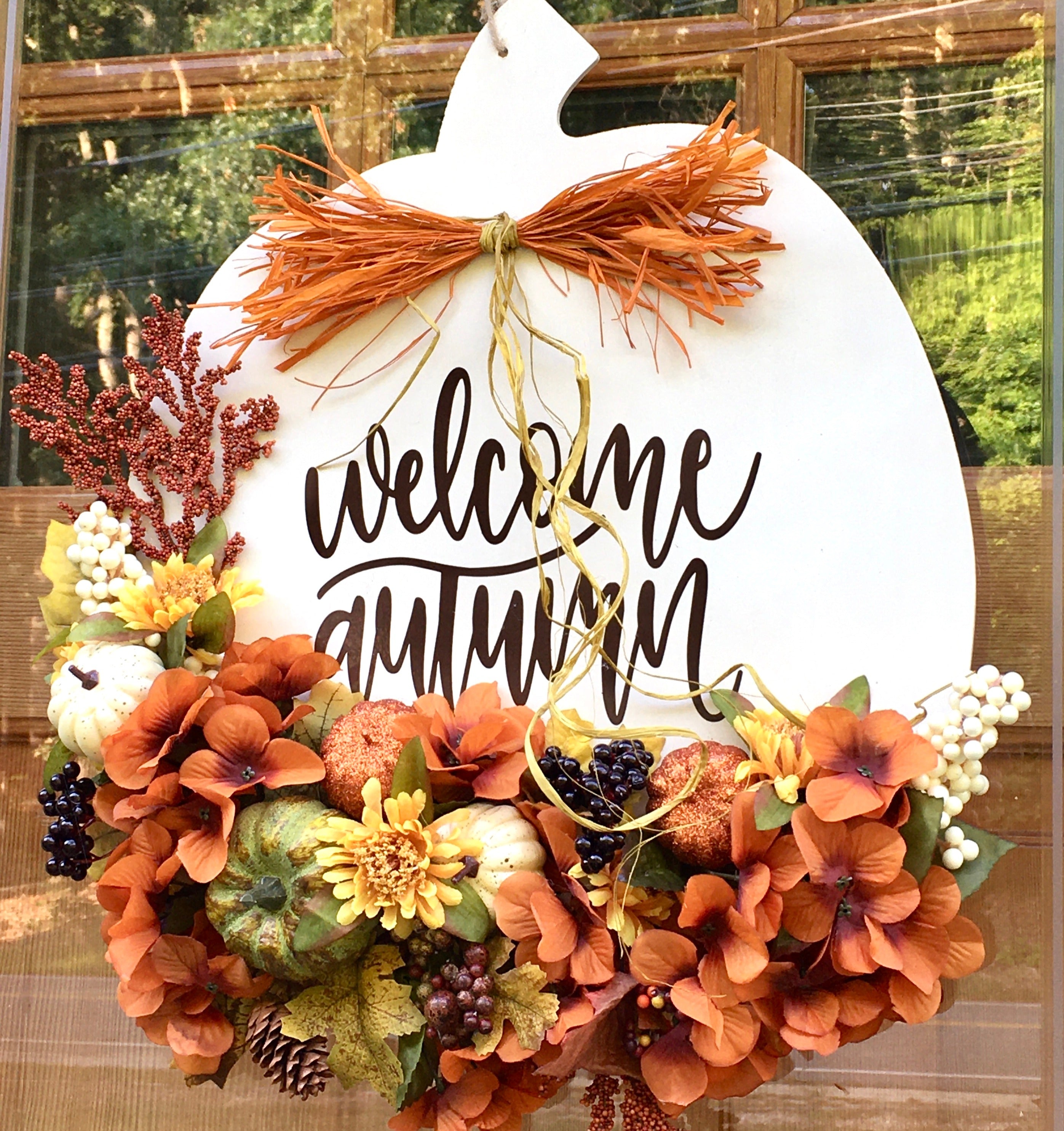 Welcome Autumn Pumpkin Wreath 20" L x 20" W
