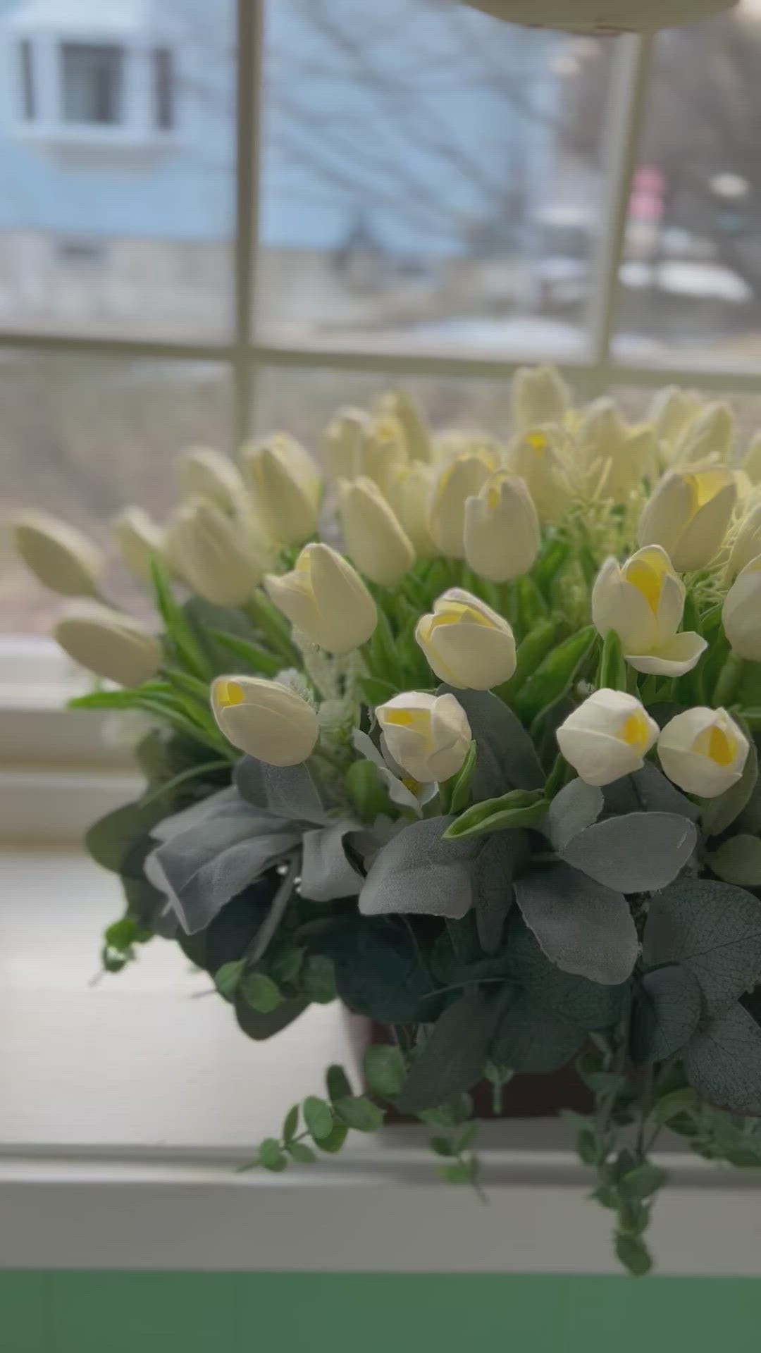 White Tulip Centerpiece 24" L X 18" W X 14" H