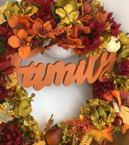 Thanksgiving "Family" Sign Wreath 24"