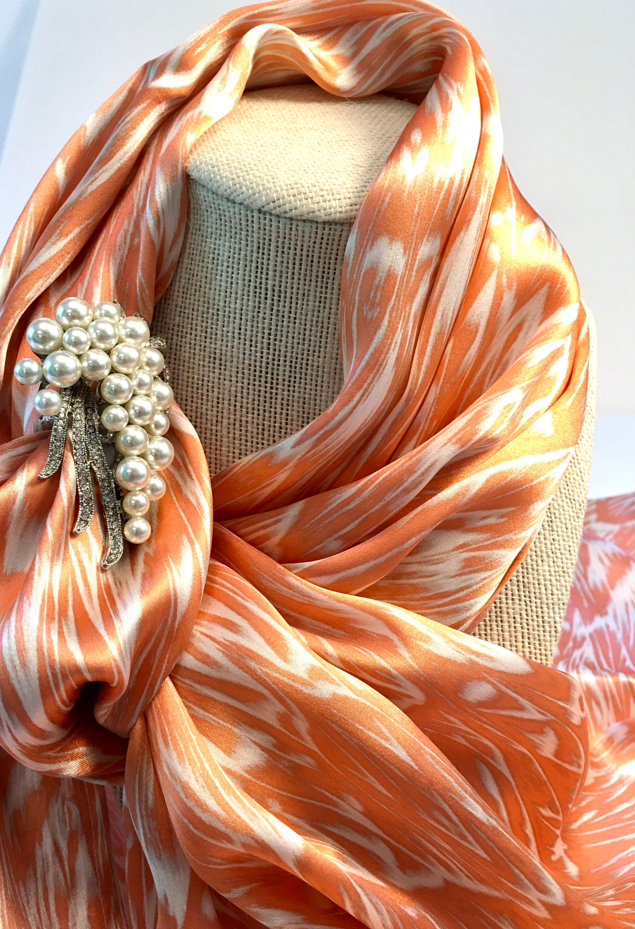 Scarf, Silk Mulberry Char muse Scarf,  32 x 32  inches